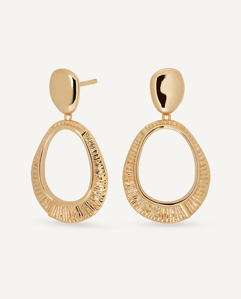 Imagen 0 de Pendientes largos horizonte bañados en oro de 18 kt Dorado