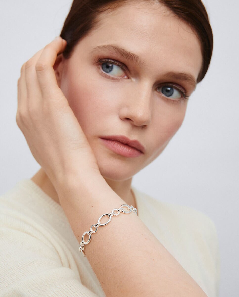 Pulsera eslabones pavó bañada en plata de ley 925 - Vidal & Vidal - Plateado Plateado-2