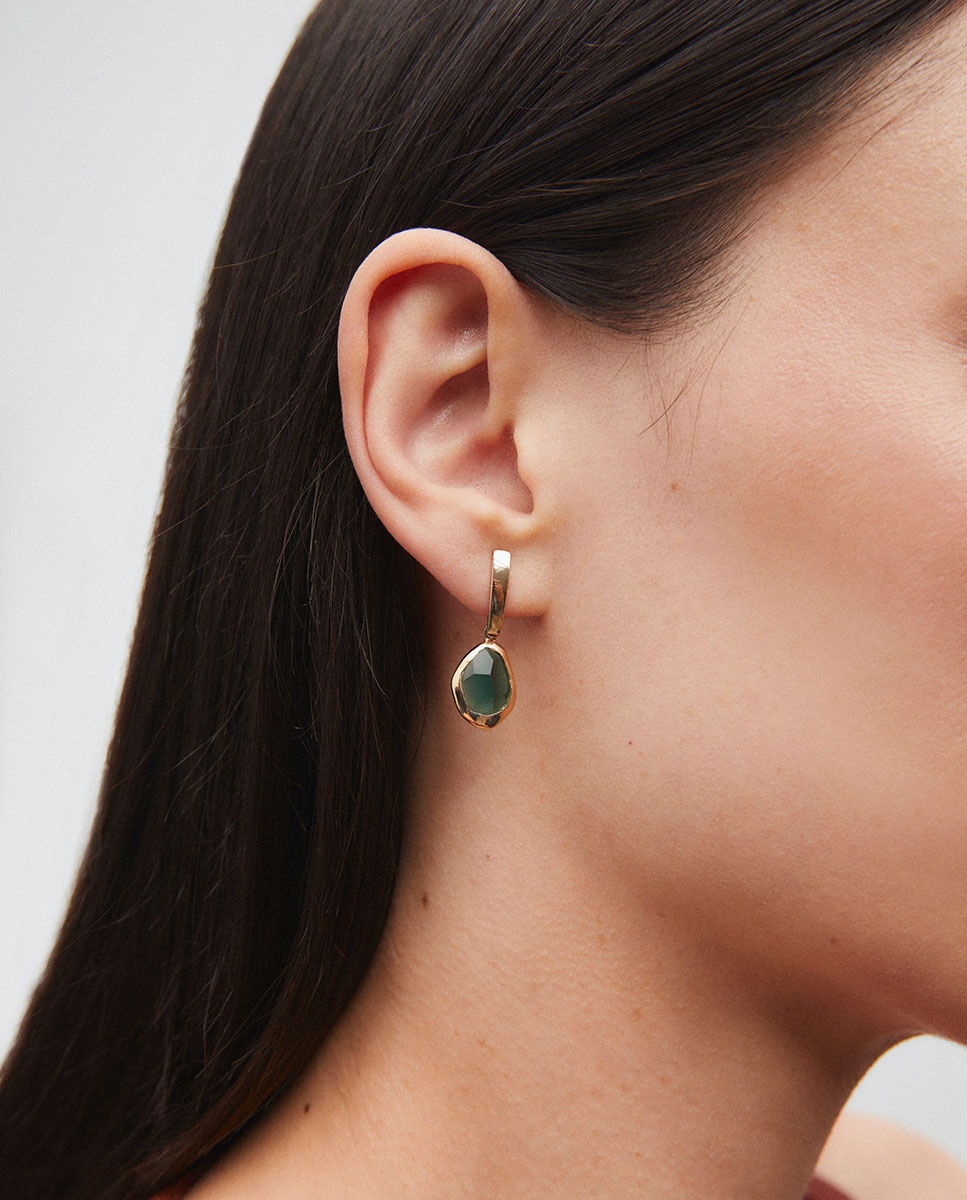 Pendientes oval flora bañados en oro de 18 kt con turmalina - Vidal & Vidal - Verde Verde-2