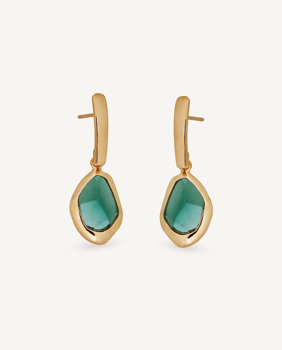 Pendientes oval flora bañados en oro de 18 kt con turmalina - Vidal & Vidal - Verde Verde-4