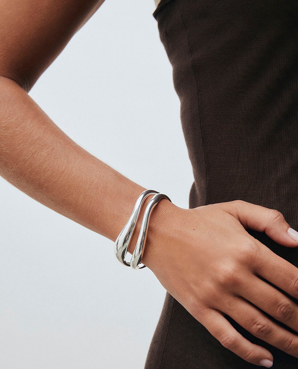 Brazalete espiral waves bañado en plata de ley 925 - Vidal & Vidal - Plateado Plateado-2