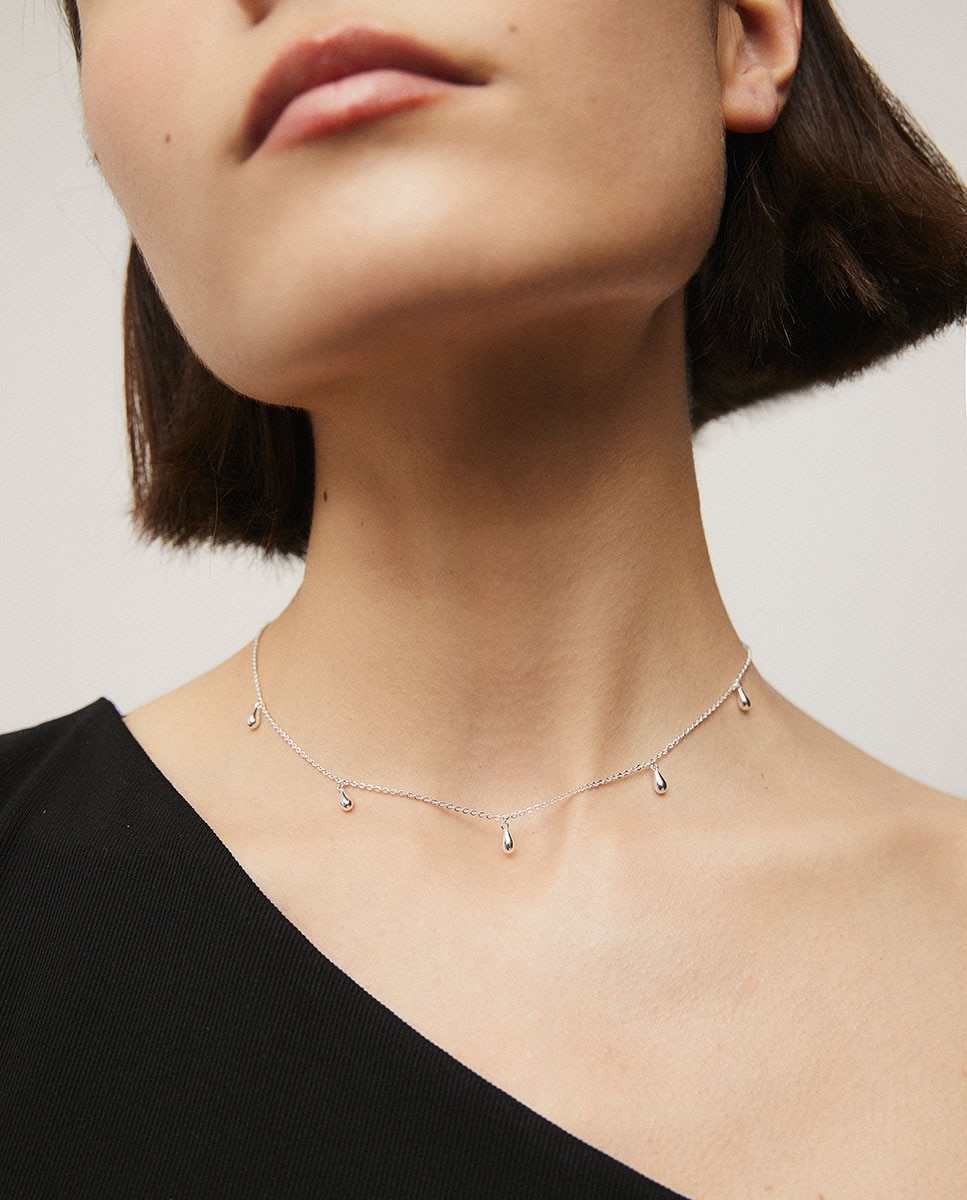 Collar drop bañado en plata de ley 925 - Vidal & Vidal - Plateado Plateado-2