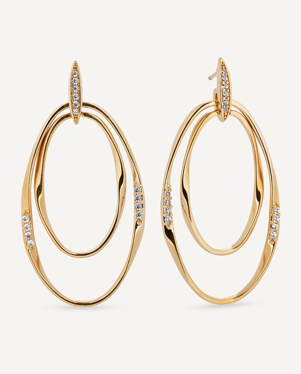 Pendientes largos flow bañados en oro de 18 kt con circonitas - Vidal & Vidal - Dorado Dorado-1