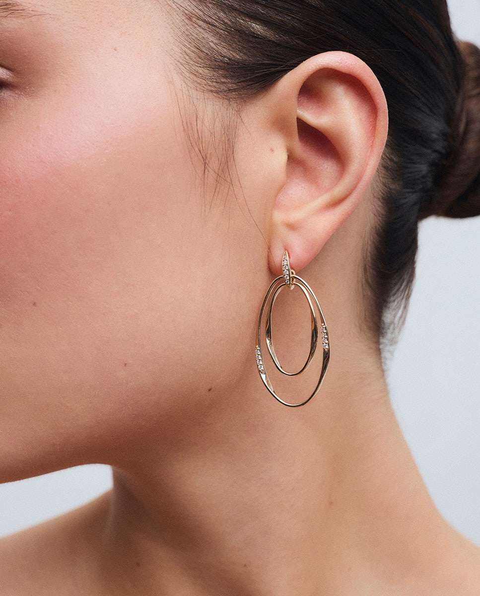 Pendientes largos flow bañados en oro de 18 kt con circonitas - Vidal & Vidal - Dorado Dorado-2