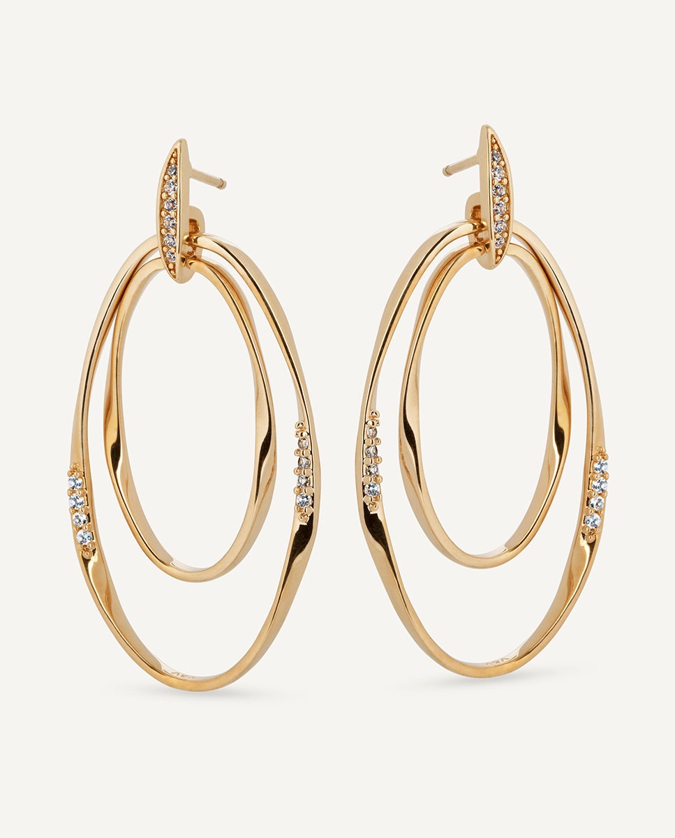 Pendientes largos flow bañados en oro de 18 kt con circonitas - Vidal & Vidal - Dorado Dorado-4