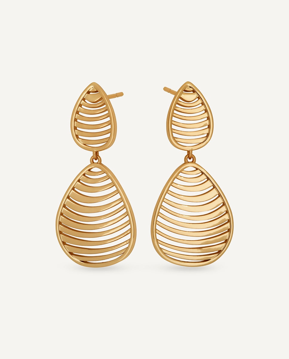 Imagen 0 de Pendientes semi largos nereida bañados en oro de 18 kt Dorado