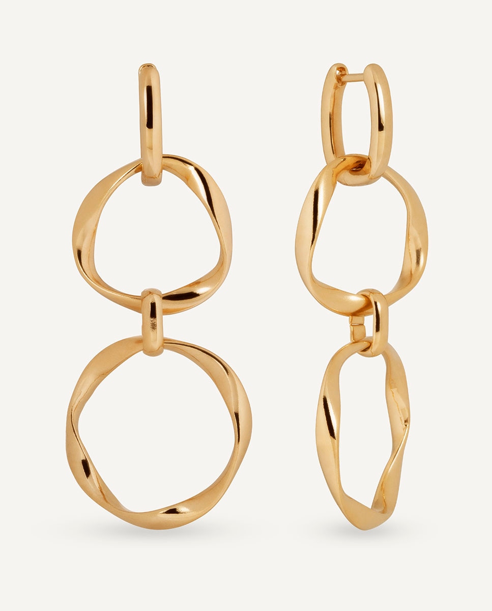 Imagen 0 de Pendientes largos aros saura bañados en oro de 18 kt Dorado