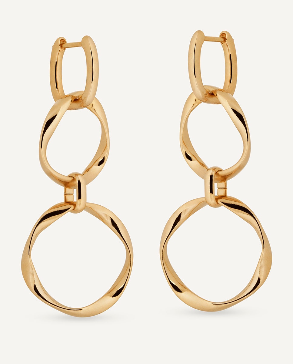 Imagen 4 de Pendientes largos aros saura bañados en oro de 18 kt - Vidal & Vidal - Dorado Dorado