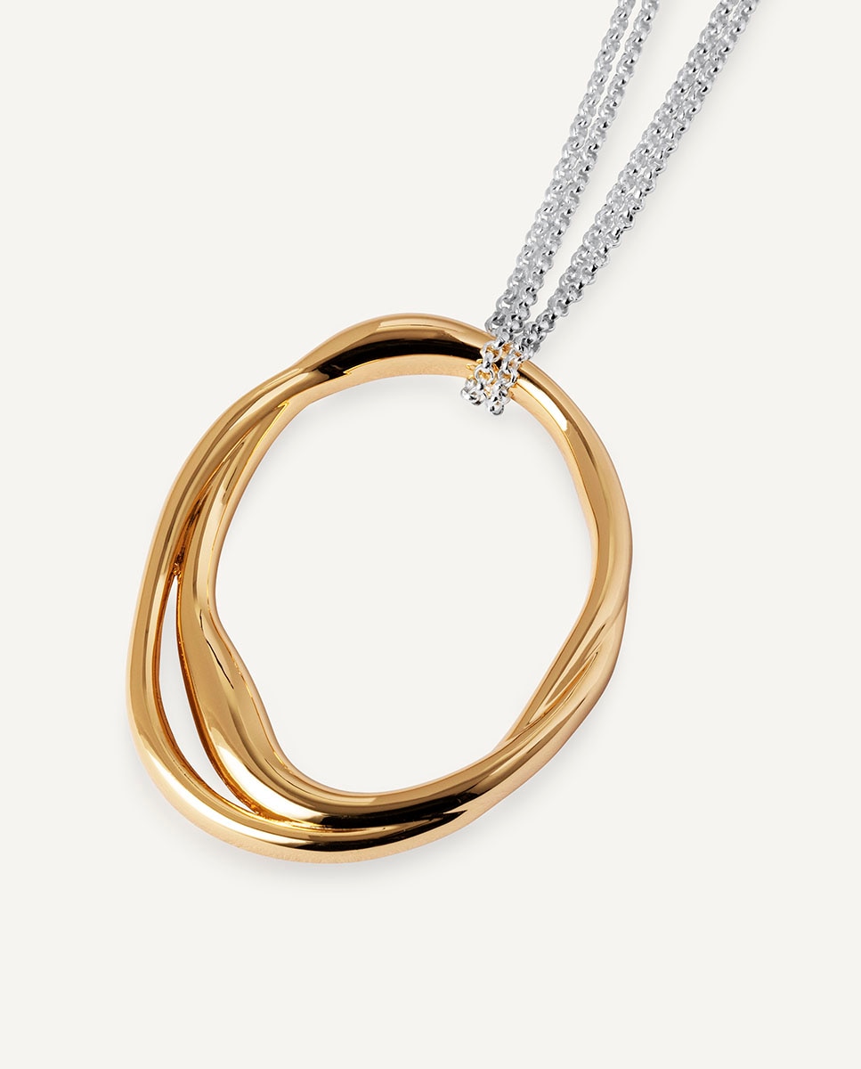 Colgante oval irregular waves bañado en oro de 18 kt - Vidal & Vidal - Dorado Dorado-4
