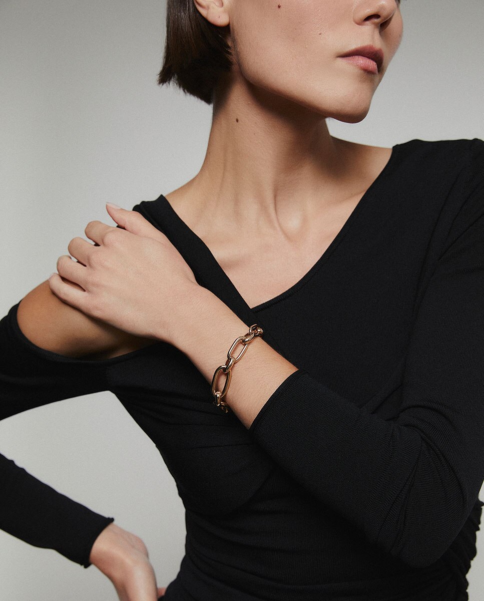 Pulsera de eslabones hex bañada en oro de 18 kt - Vidal & Vidal - Dorado Dorado-3