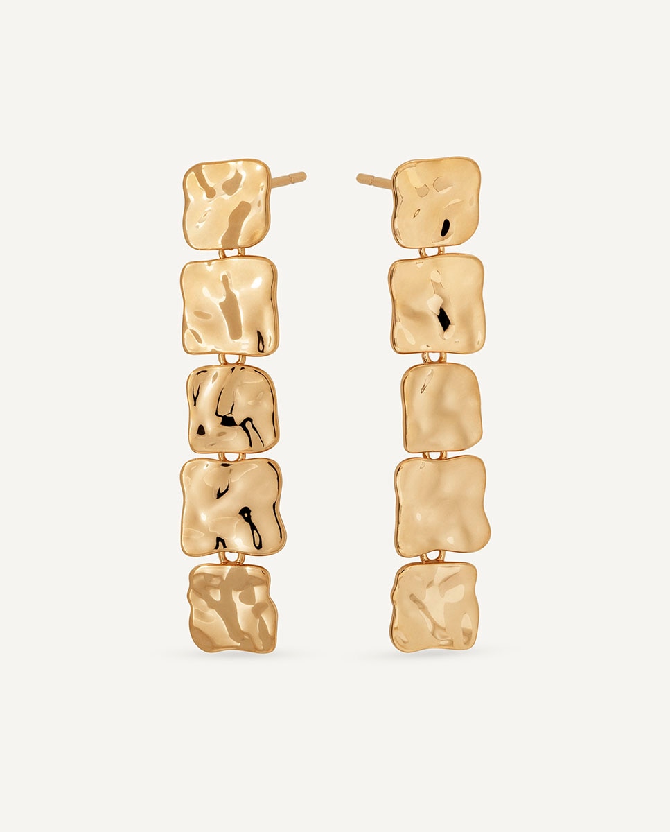 Imagen 0 de Pendientes largos reflexes bañados en oro de 18 kt Dorado