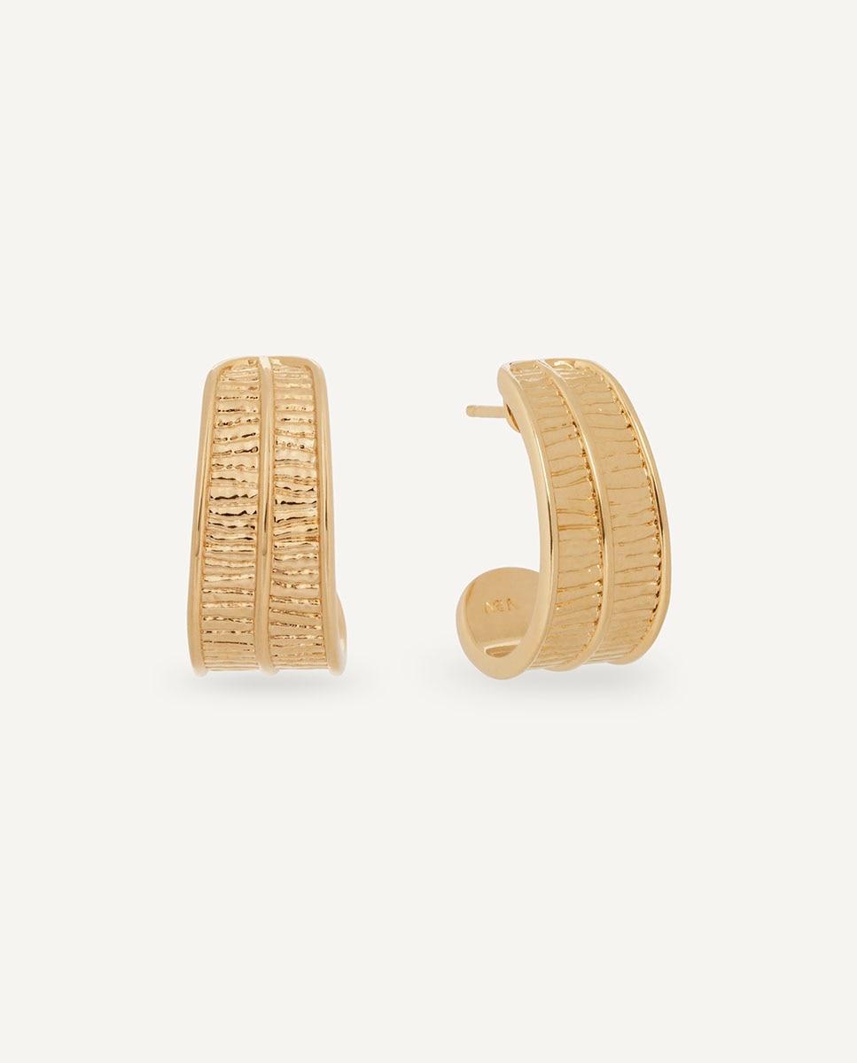 Imagen 0 de Pendientes aros dual horizonte bañados en oro de 18 kt Dorado