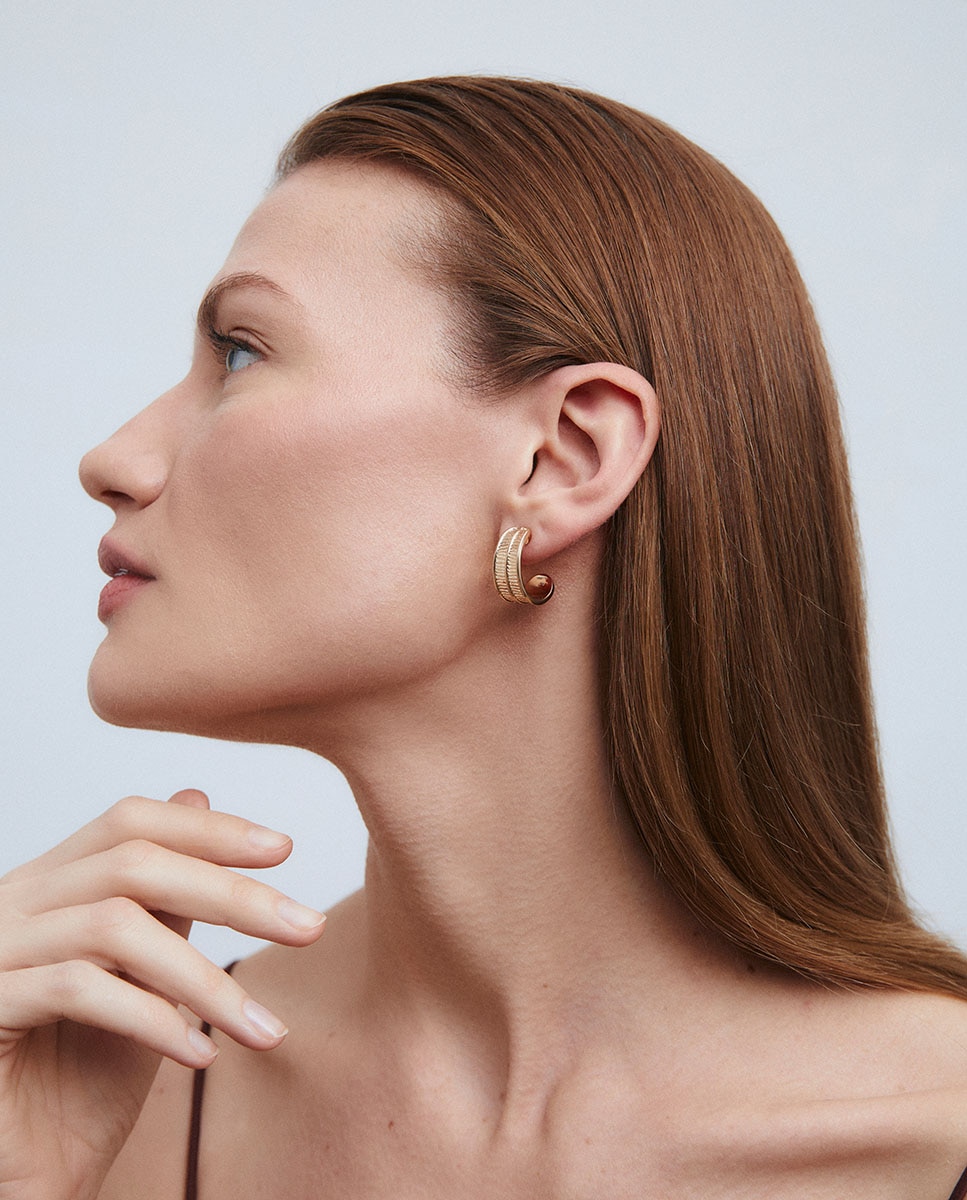 Pendientes aros dual horizonte bañados en oro de 18 kt - Vidal & Vidal - Dorado Dorado-3