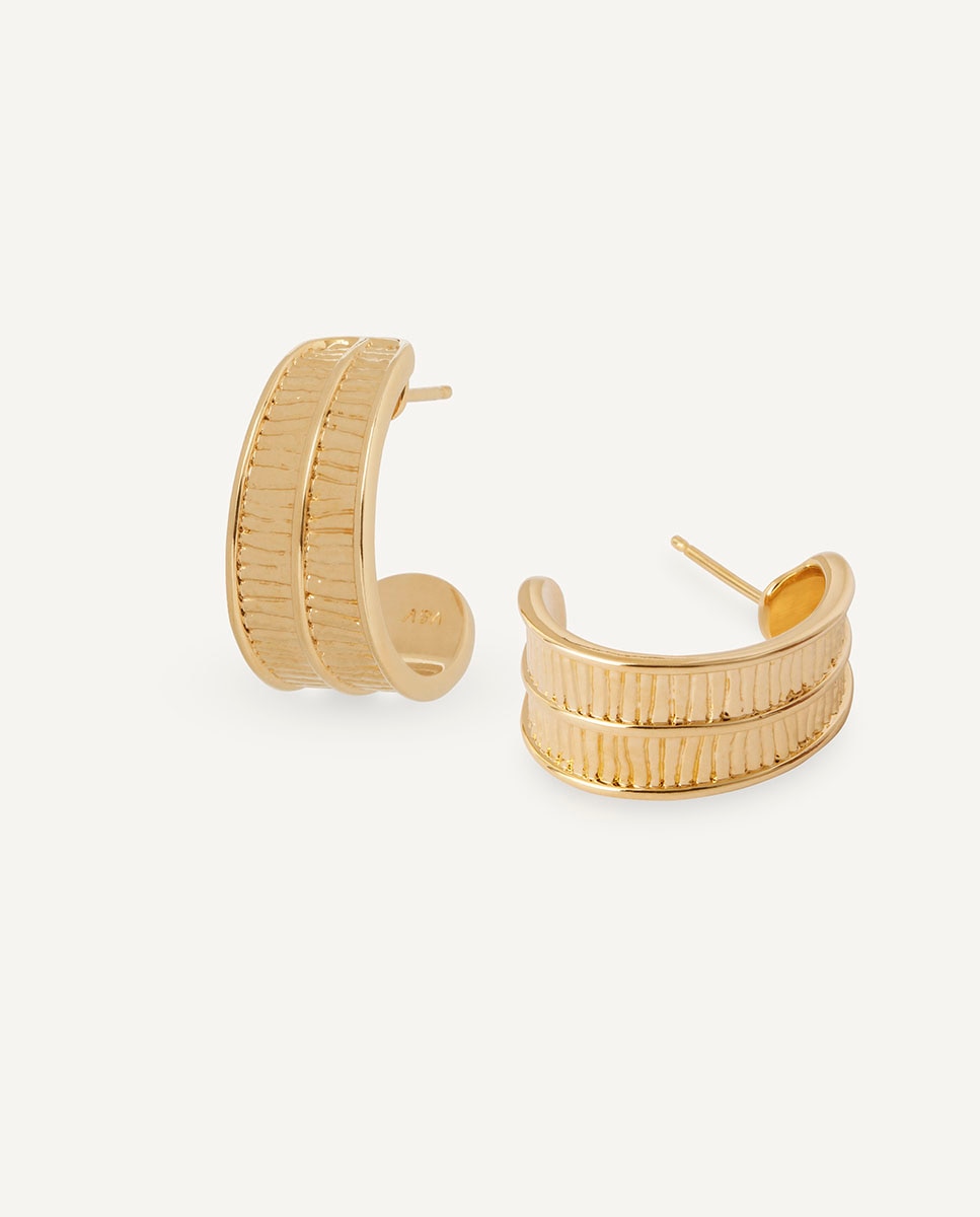 Pendientes aros dual horizonte bañados en oro de 18 kt - Vidal & Vidal - Dorado Dorado-4
