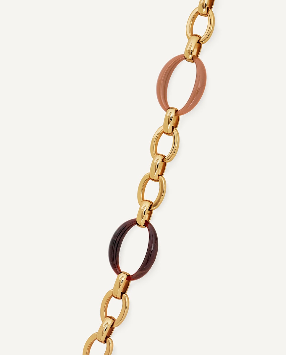 Pulsera eslabones caramel bañada en oro de 18 kt con acetato y resína - Vidal & Vidal - Marrón Marrón-4