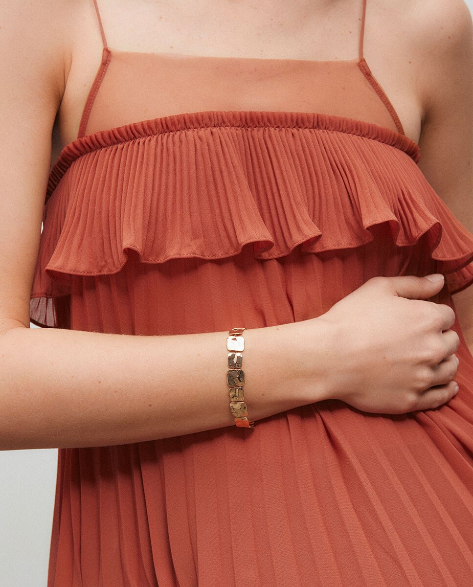 Pulsera con eslabones cuadrados reflexes bañada en oro de 18 kt - Vidal & Vidal - Dorado Dorado-2
