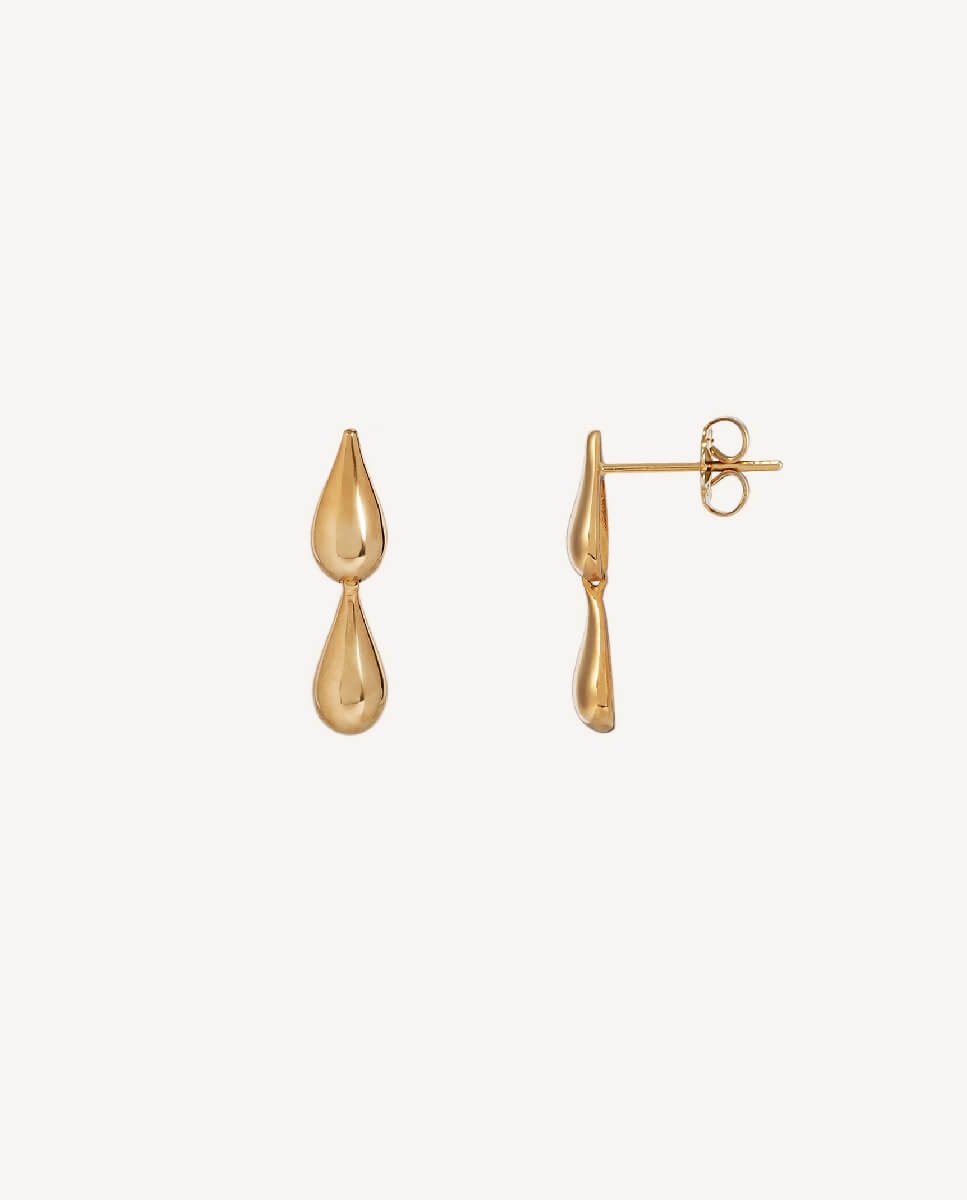 Imagen 0 de Pendientes drop bañados en oro de 18 kt Dorado