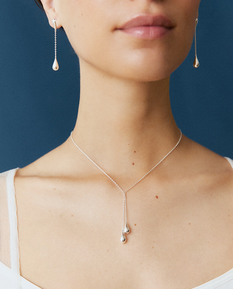 Collar drop bañado en plata de ley 925 - Vidal & Vidal - Plateado Plateado-2