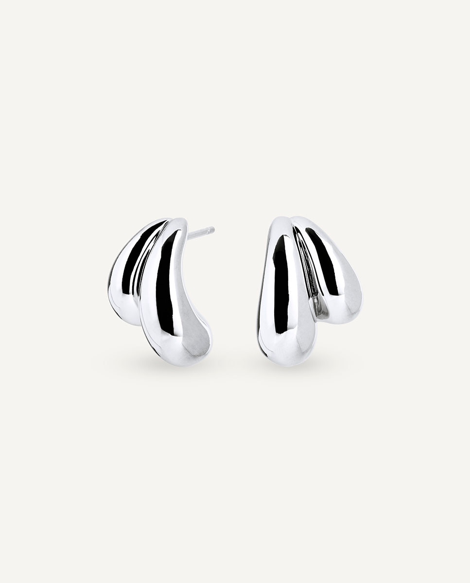 Pendientes botón big drop bañados en plata de ley 925 - Vidal & Vidal - Plateado Plateado-1