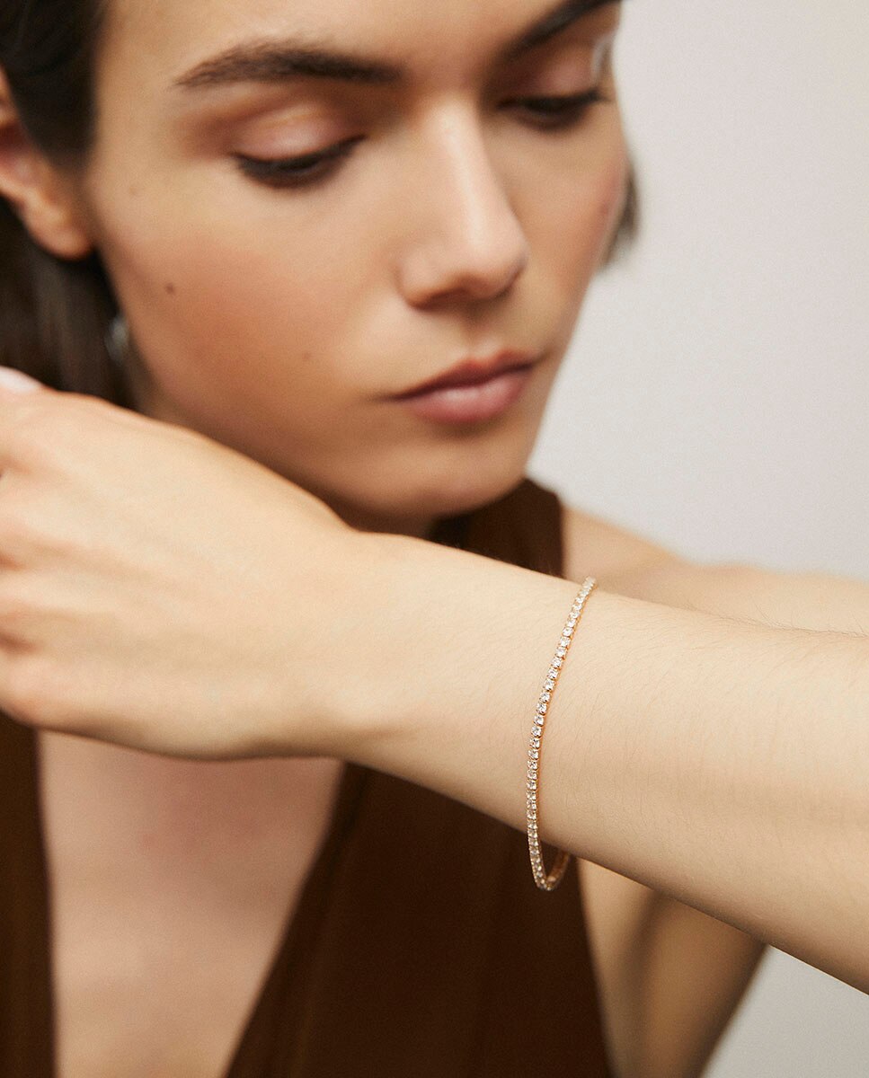 Pulsera tennis lucent bañada en oro de 18 kt con circonitas - Vidal & Vidal - Dorado Dorado-3