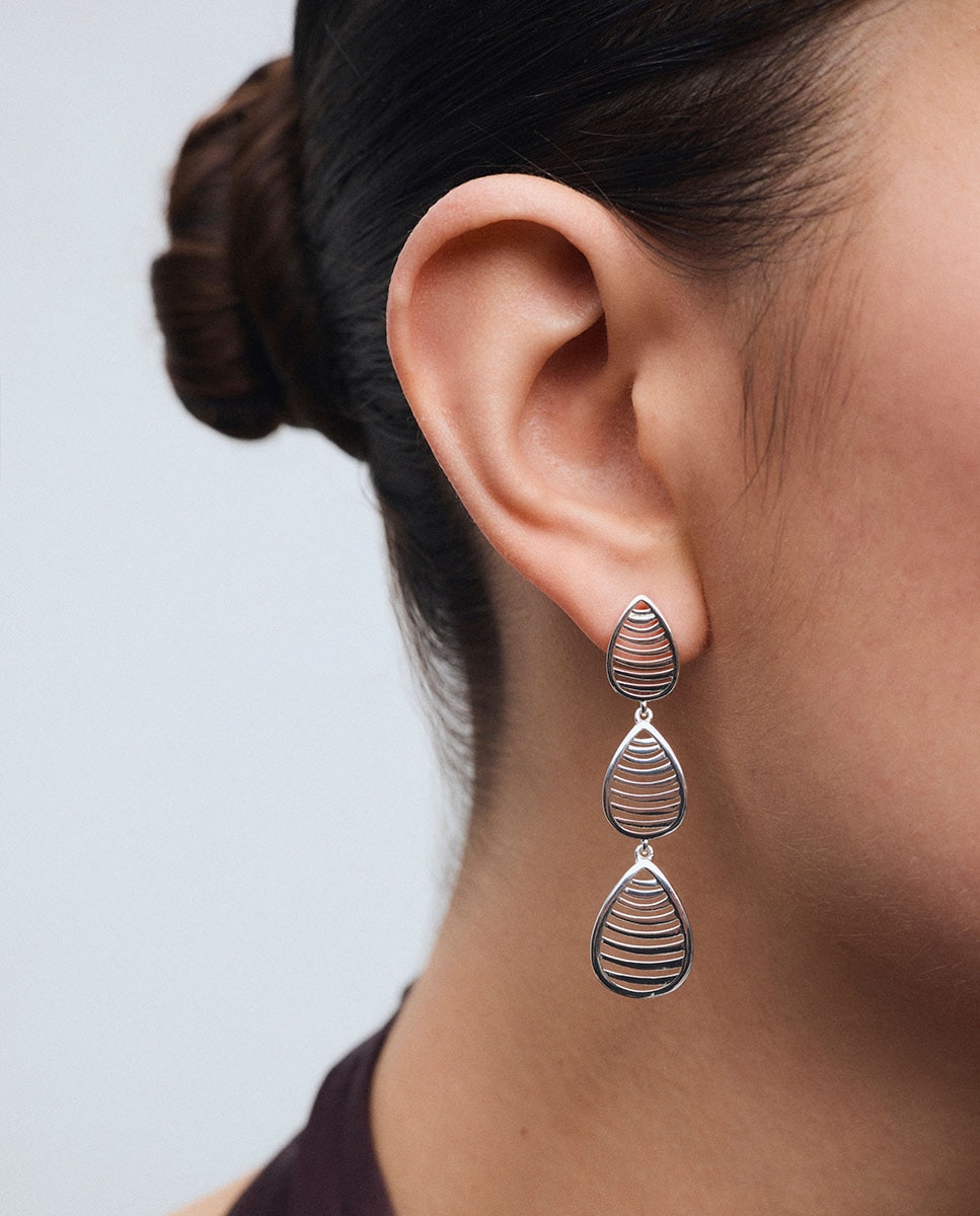 Pendientes largos nereida bañados en plata de ley 925 - Vidal & Vidal - Plateado Plateado-2