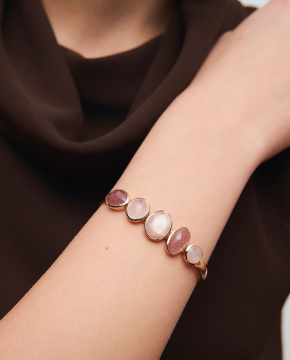 Brazalete peach bañado en oro de 18 kt con piedras naturales - Vidal & Vidal - Multicolor Multicolor-2