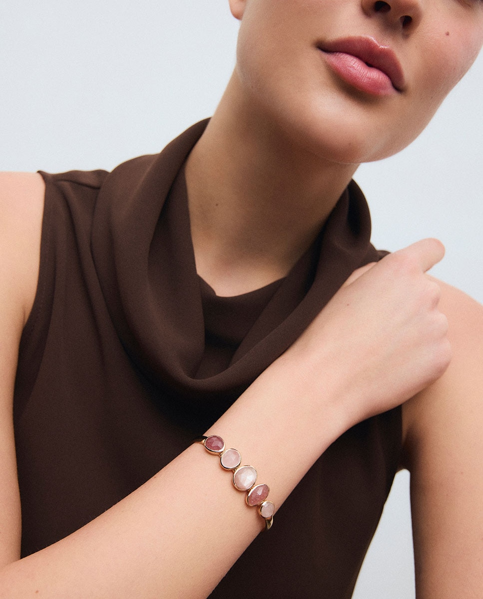 Brazalete peach bañado en oro de 18 kt con piedras naturales - Vidal & Vidal - Multicolor Multicolor-3
