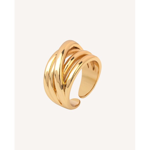 Anillo Essentials acabado en oro 18kt de tiras