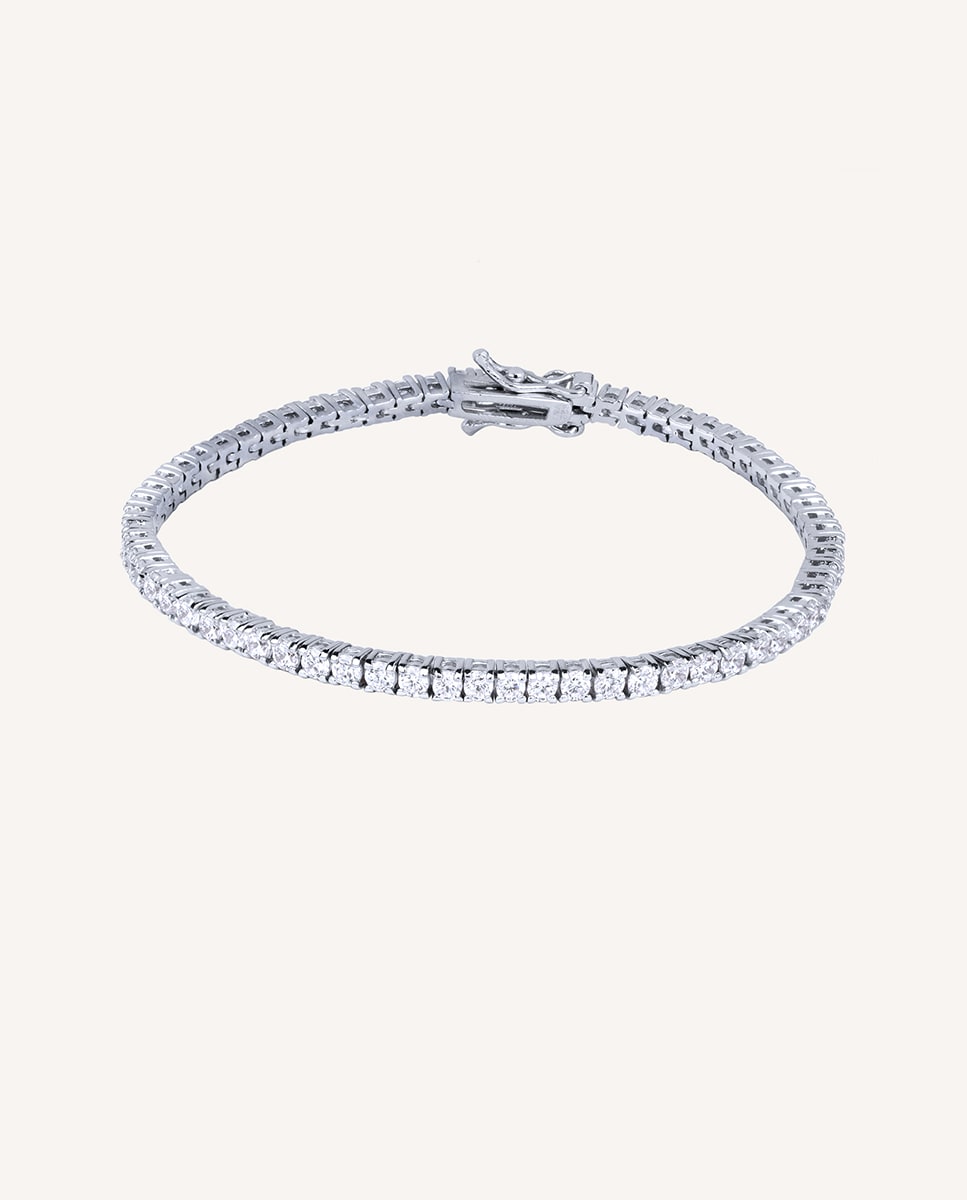 Pulsera Signature de plata acabada en platino garra circonitas Plata-1