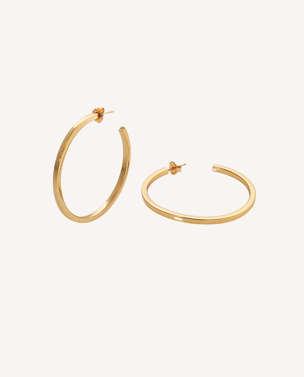 Pendientes Aro bañados en oro 18 Kt cuadrado 50X3mm