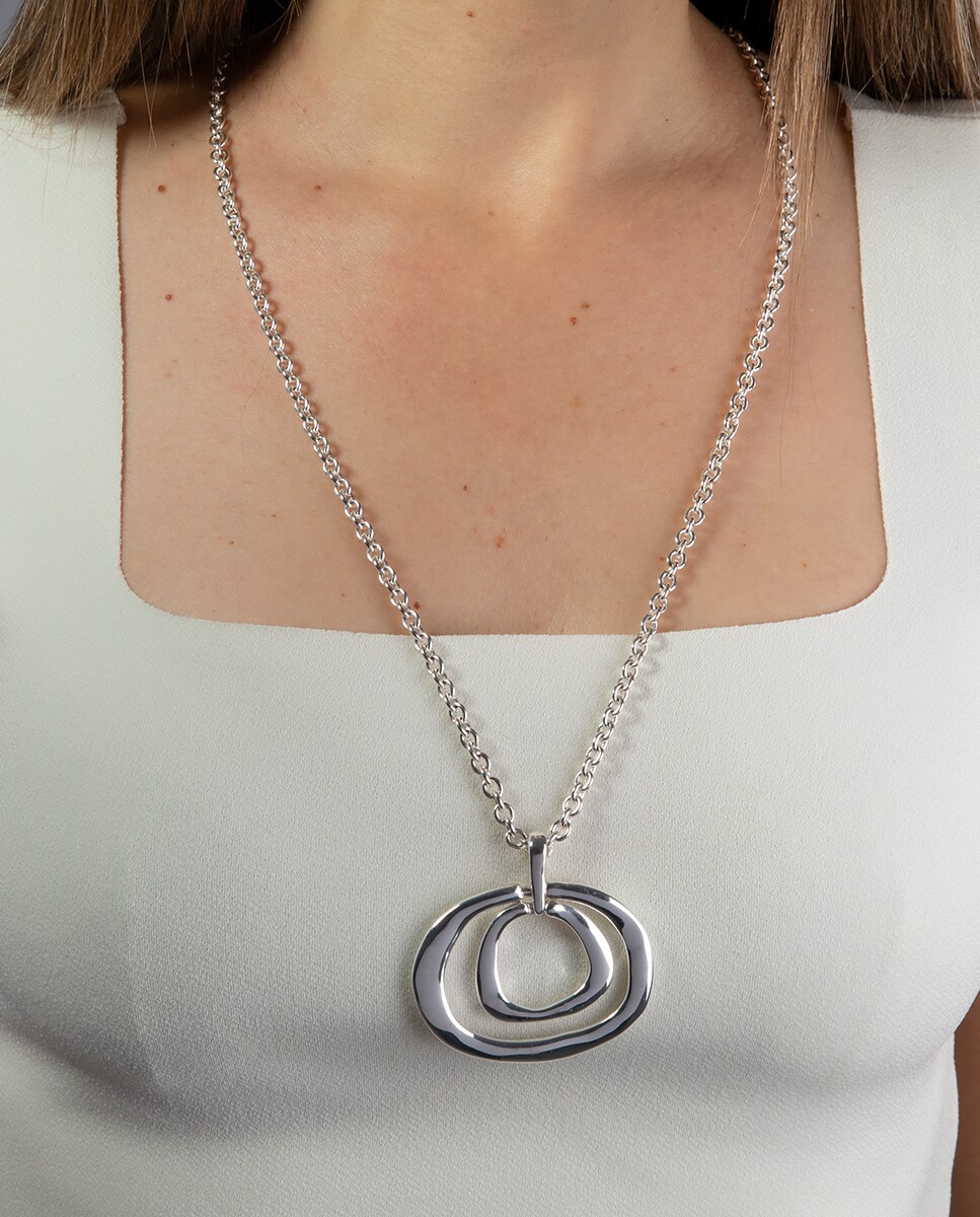 Colgante doble aro Essentials acabado en plata Plata-2