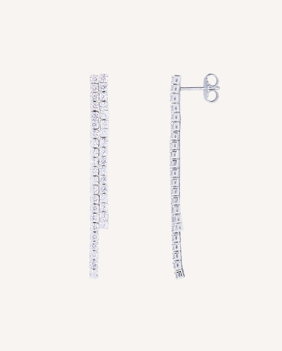 Pendientes largos bonnie bañados en plata de ley 925 doble tira con circonitas Plata Vidal & Vidal Plata-1