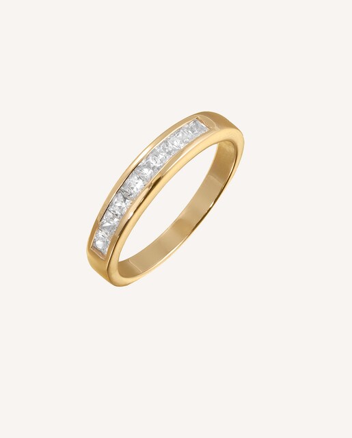 Imagen 0 de Anillo Alianza Signature de plata bañado en oro 18Kt circonitas