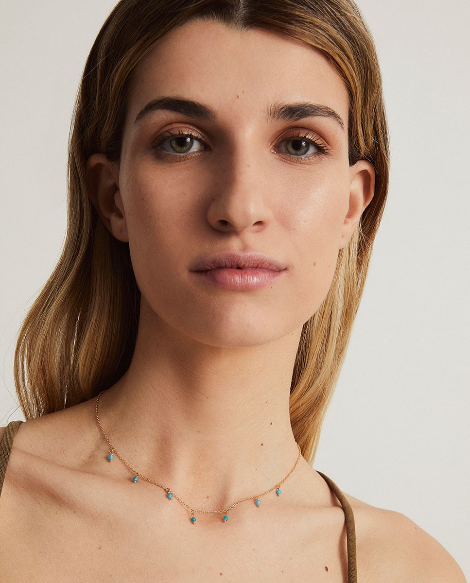 Collar Sunny chapado en oro 18kt Azul-2