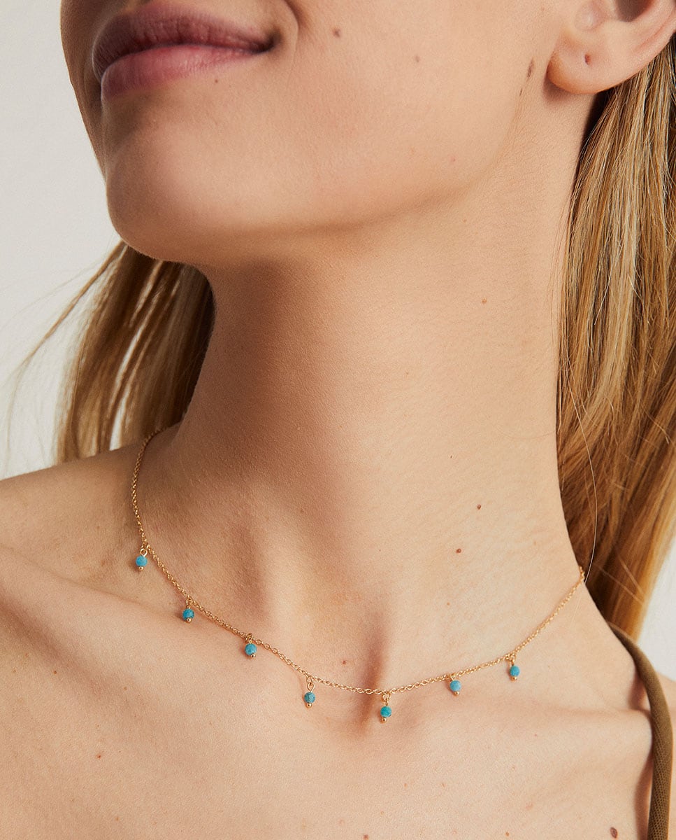 Collar Sunny chapado en oro 18kt Azul-3