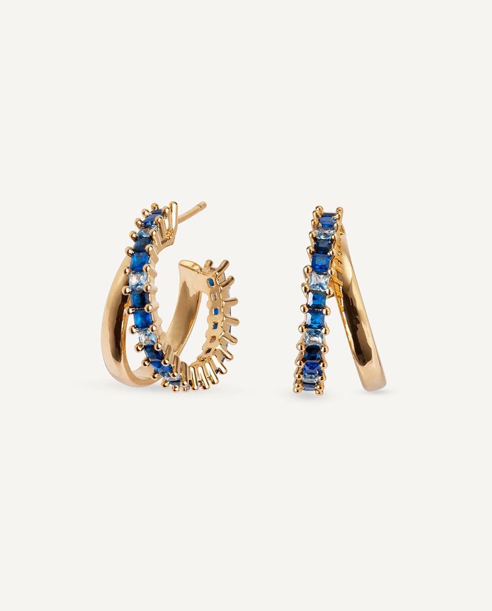 Imagen 0 de Pendientes cris baño de oro de 18kt con circonita Azul