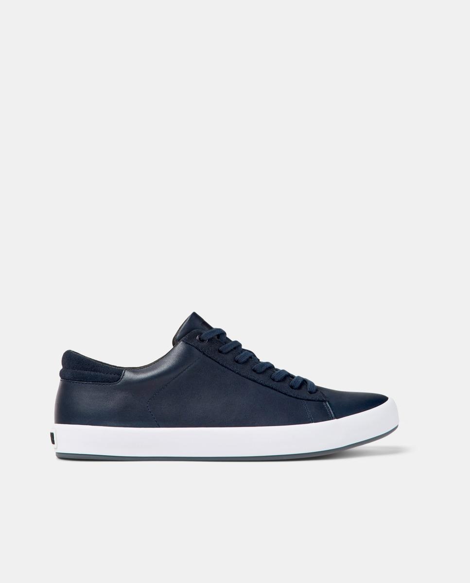 Camper - Zapatillas de piel de hombre Andratx con cordones en azul marino.