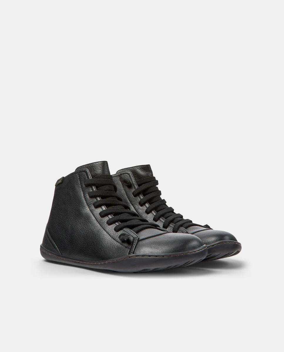Botines de mujer peu cami de piel con cierre de cordones - Camper - Negro Negro-2