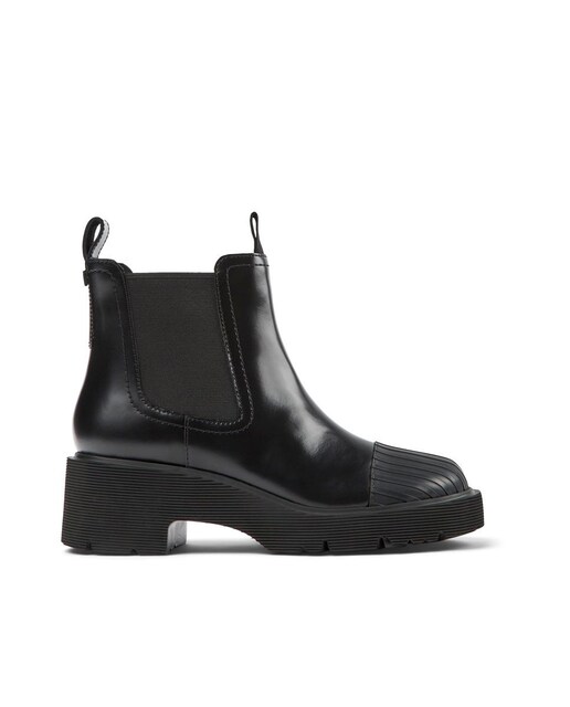 Imagen 0 de Botines de mujer de piel con tacón de bloque en negro