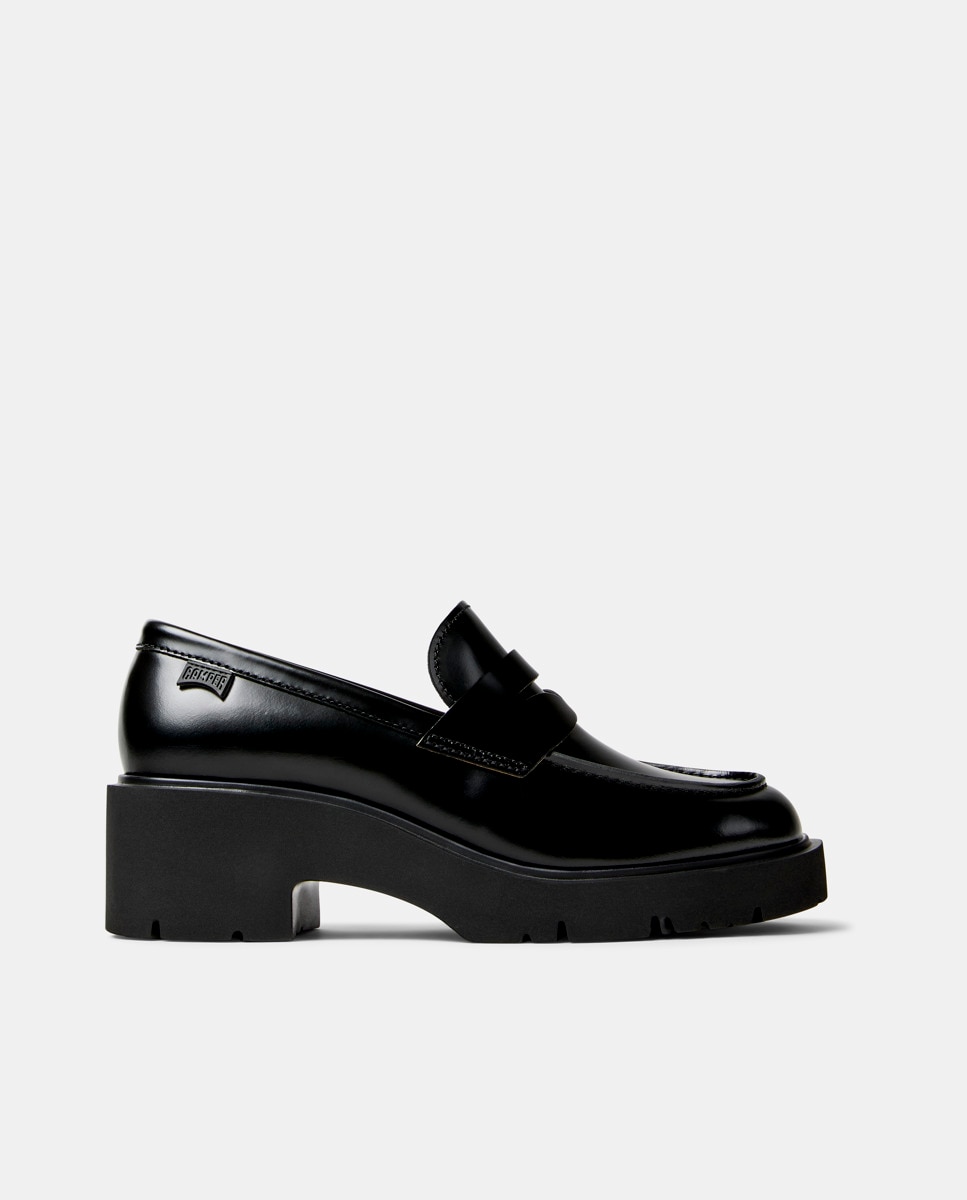 Mocasines con tacón de mujer milah de piel lisos con tacón
