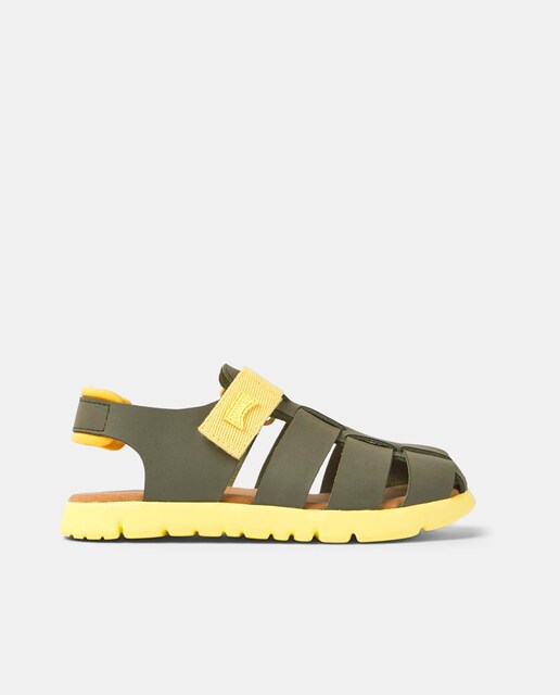 Imagen 0 de Sandalias de niño de piel estilo cangrejeras en verde