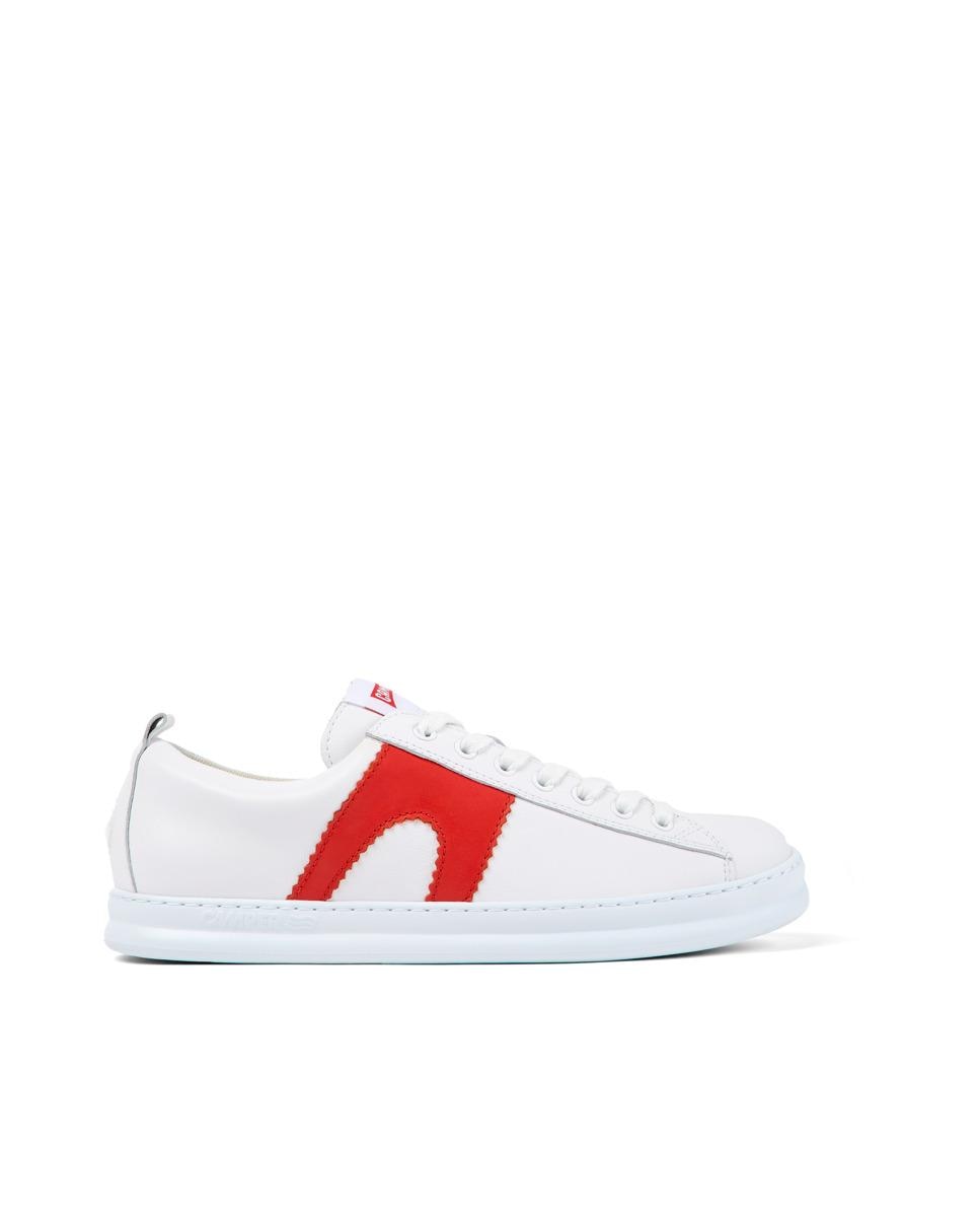 Zapatillas de piel de hombre con dibujo frontal en blanco