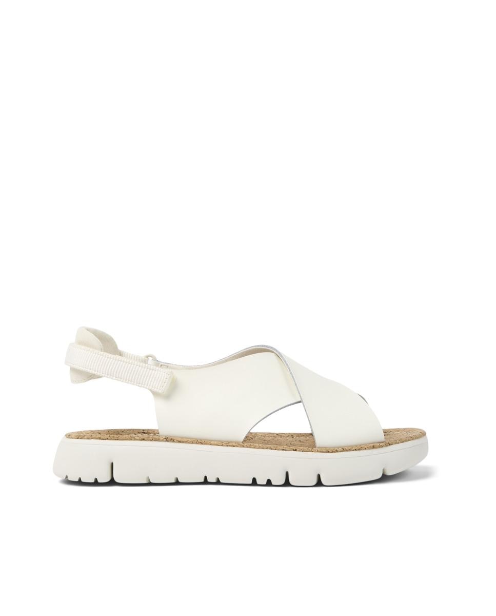 Sandalias planas de mujer Oruga Sandal de piel con tiras cruzadas - Camper - Blanco Blanco-1