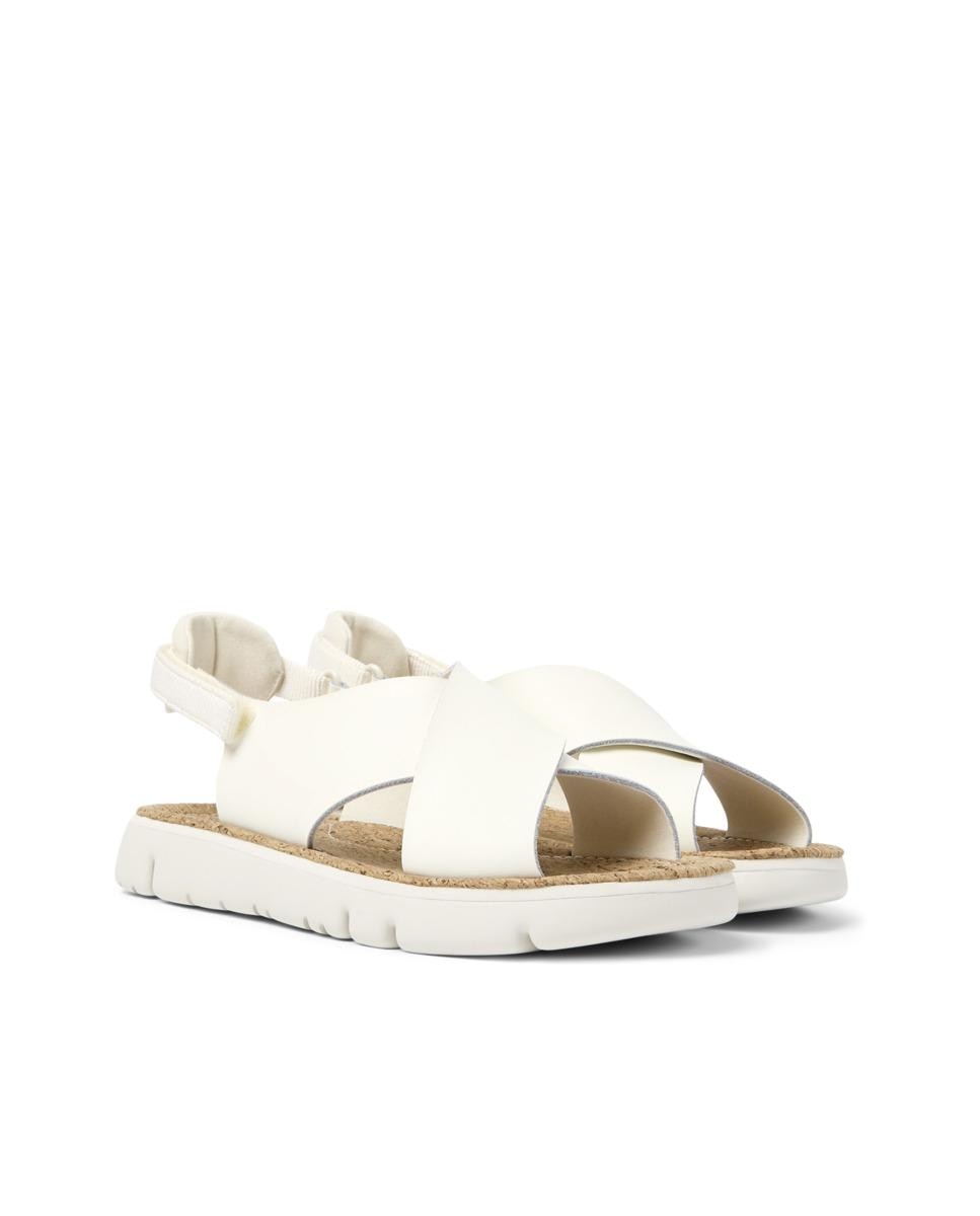 Sandalias planas de mujer Oruga Sandal de piel con tiras cruzadas - Camper - Blanco Blanco-2