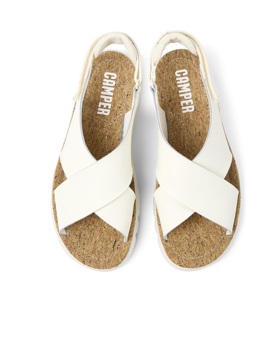 Sandalias planas de mujer Oruga Sandal de piel con tiras cruzadas - Camper - Blanco Blanco-3