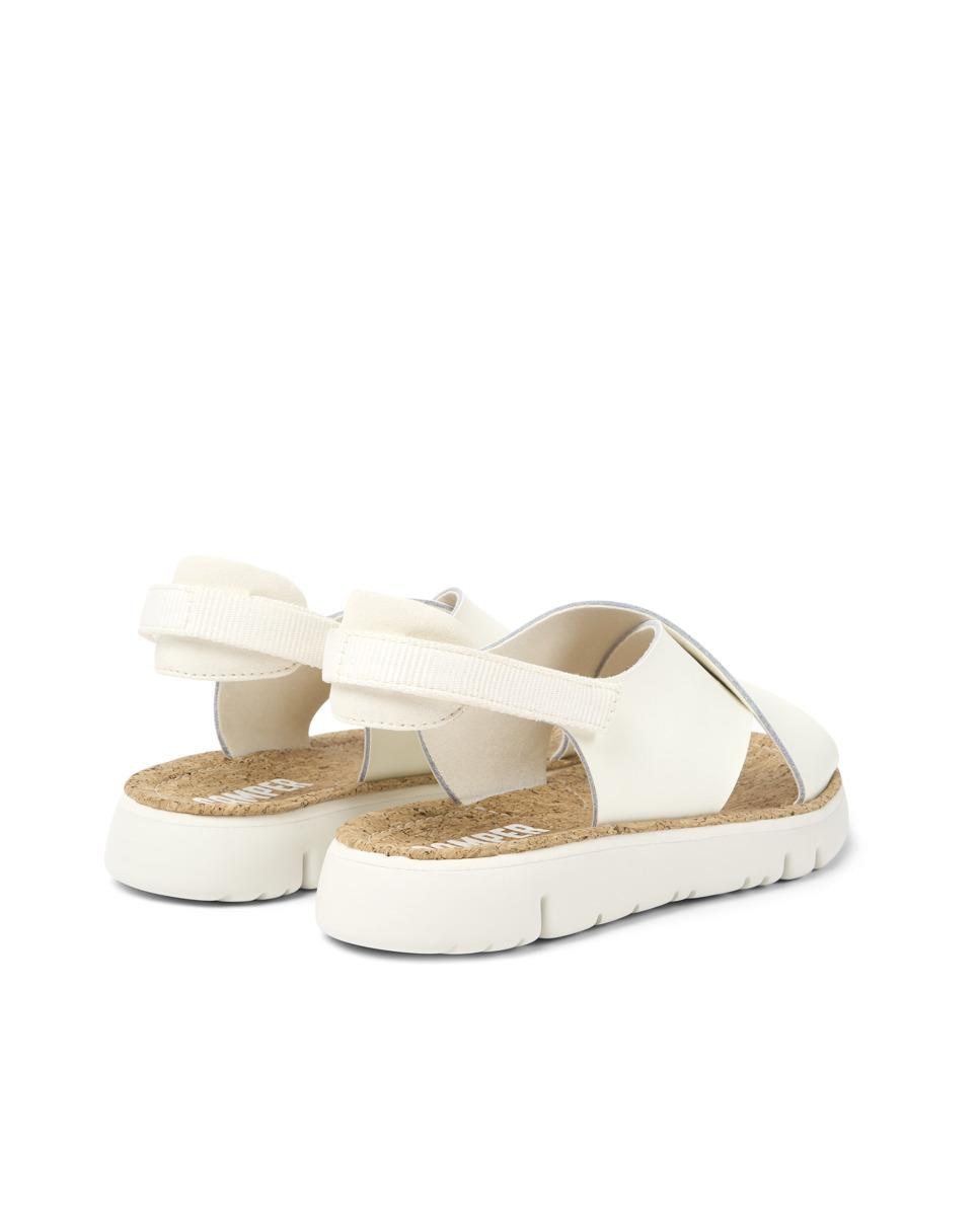 Sandalias planas de mujer Oruga Sandal de piel con tiras cruzadas - Camper - Blanco Blanco-4