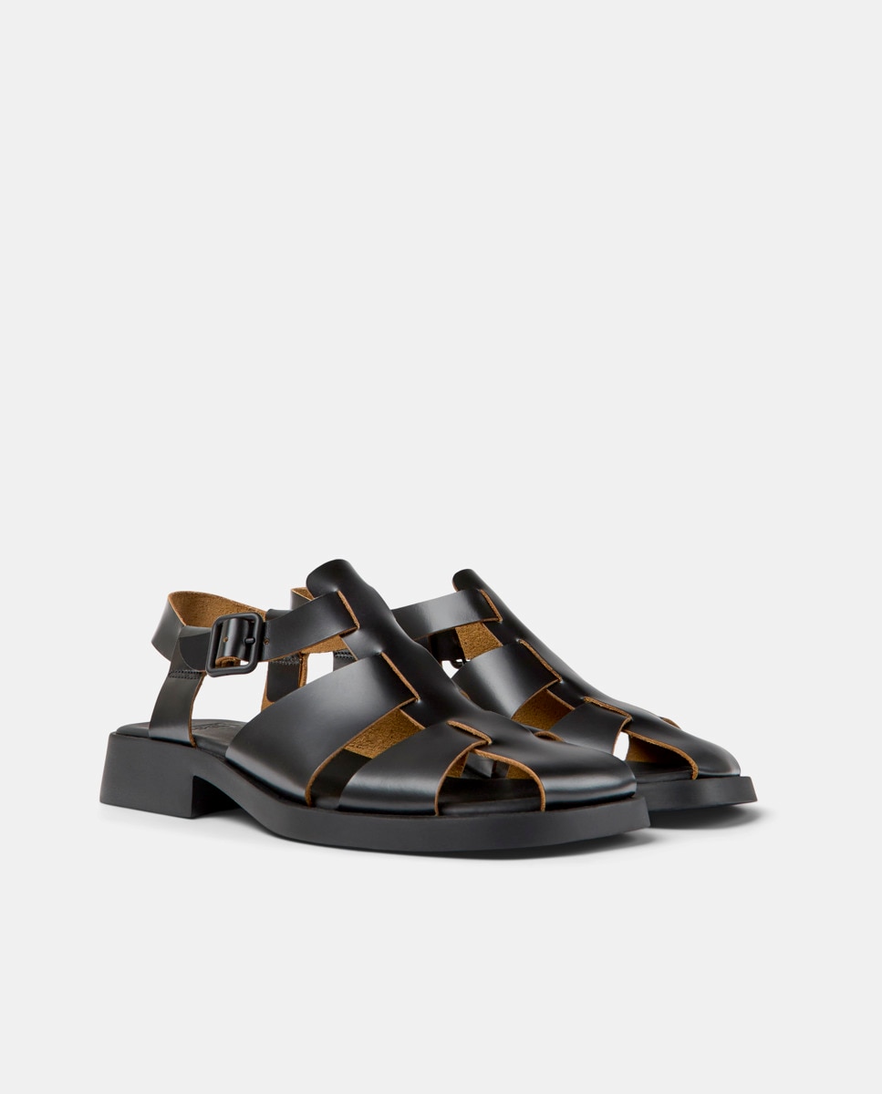 Sandalias con tiras de mujer dana de piel - Camper - Negro Negro-3