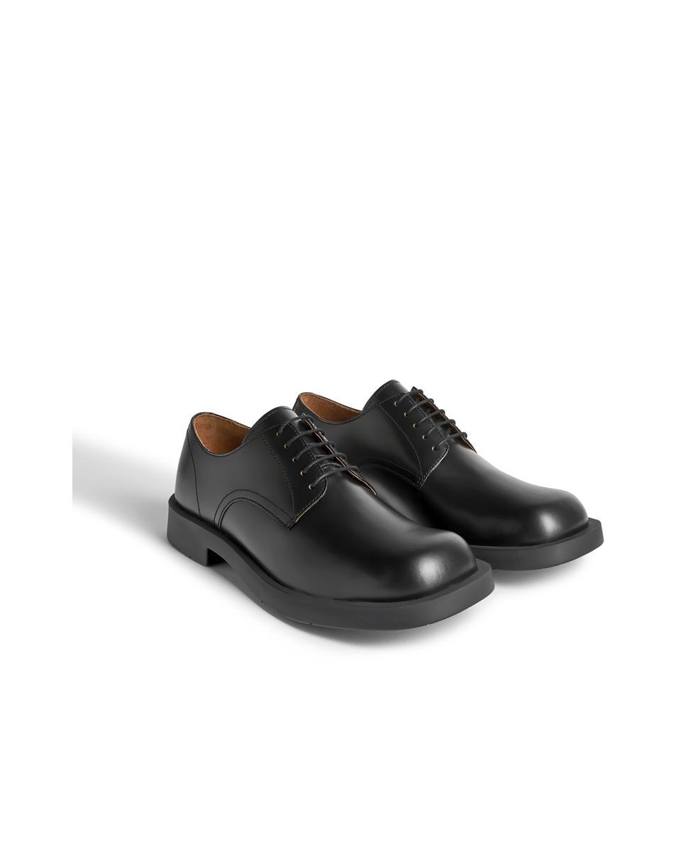 Zapatos de cordones unisex de piel con puntera cuadrada - camperlab - Negro Negro-3