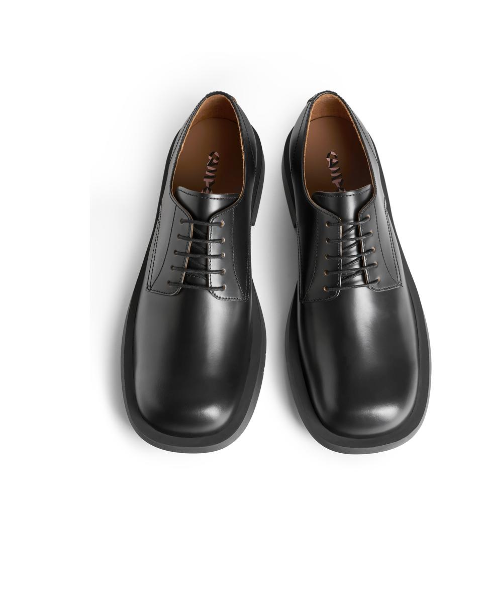 Zapatos de cordones unisex de piel con puntera cuadrada - camperlab - Negro Negro-2