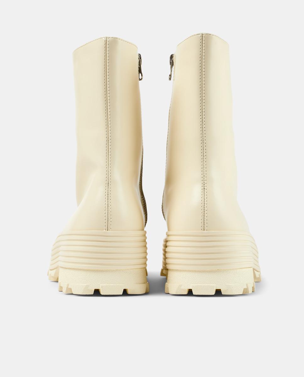 Bota con suela track unisex de piel con cierre de cremallera - camperlab - Crema Crema-4